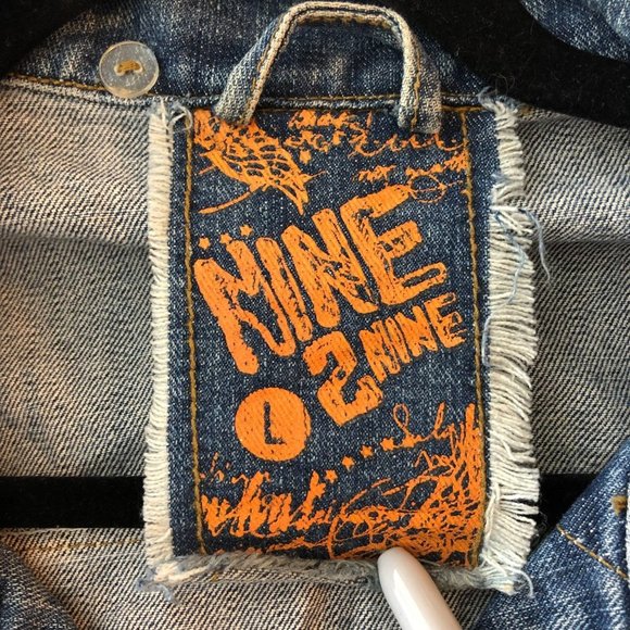 Nine 2 Nine Mens Vintage Denim Jacket Retro Trucker Cotton Medium Wash Blue L - Picture 4 of 5